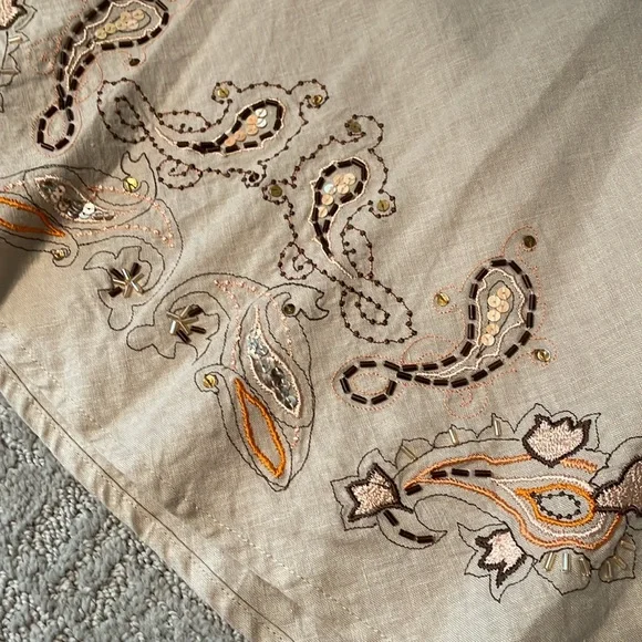 Apostrophe midi skirt linen skirt with beading and embroidery details - Picture 2 of 8